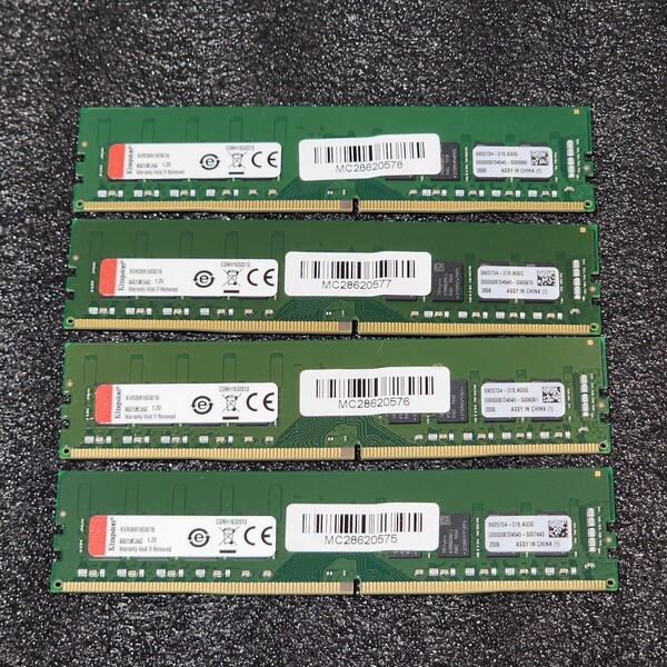 Kingston DDR4-2666MHz 64GB (16GB×4枚キット) KVR26N19D8/16 動作確認済み デスクトップ用 PCメモリ