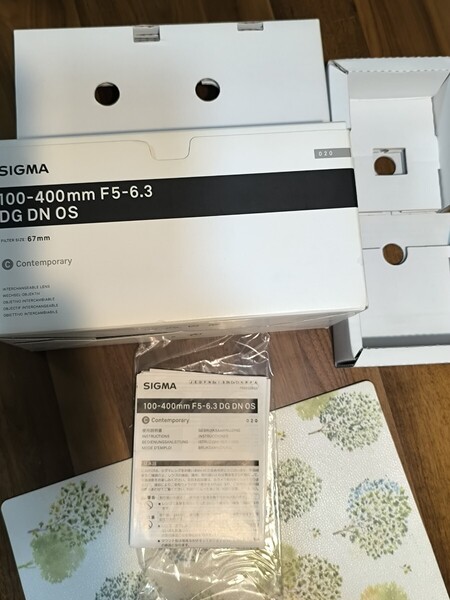 sigma シグマ sigma 100-400mm f5-6.3 dg dn os Sony Eマウント 元箱 マニュアル 取説 レンズありません