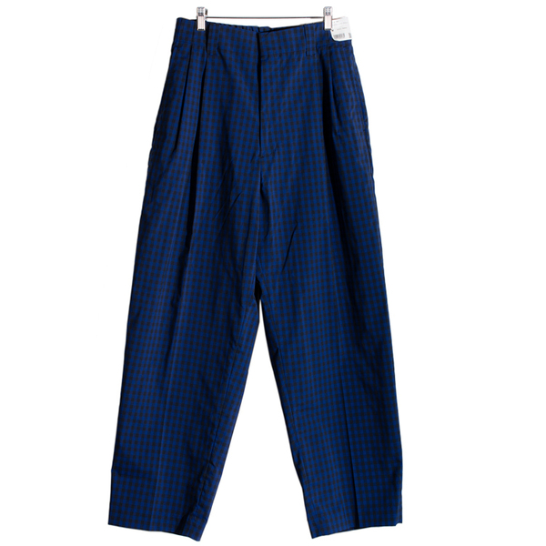 新品 UNIQLO+MARNI ユニクロマルニ ワイドフィットタックパンツ メンズ Mサイズ チェック ブルー 青 大人気 希少