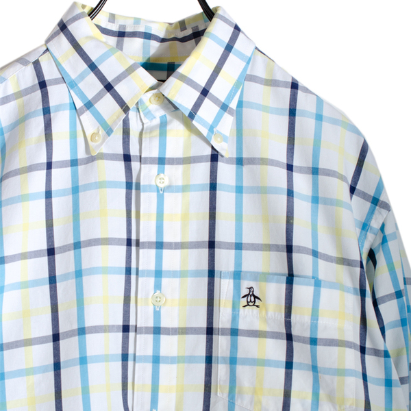 MUNSINGWEAR GRANDSLAM マンシングウエア 長袖シャツ カジュアル メンズ L 日本製 チェック柄 ペンギン ボタンダウン ワンポイント刺