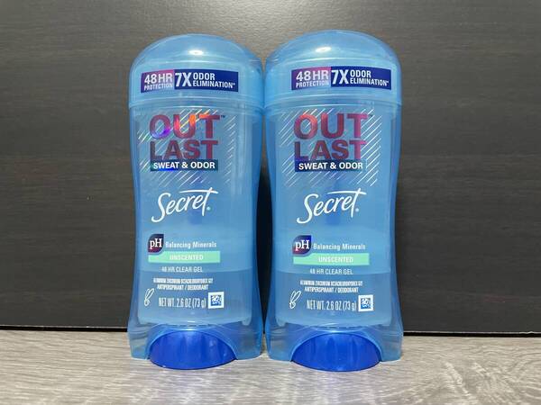 数量限定【送料無料匿名】 73g 2本セット Secret Outlast Sweat&Odor Unscented シークレットアウトラスト 無香料