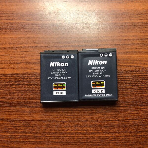 送料無料 2個セット 満充電後電圧測定 EN-EL12 Nikon ニコン バッテリー 純正品