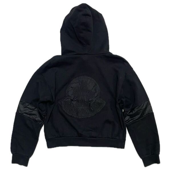 美品 MONCLER HOODIE パーカー ブラック XS フード モンクレール 黒 モンクレールジャパン フーディー プルオーバーパーカー スウェット