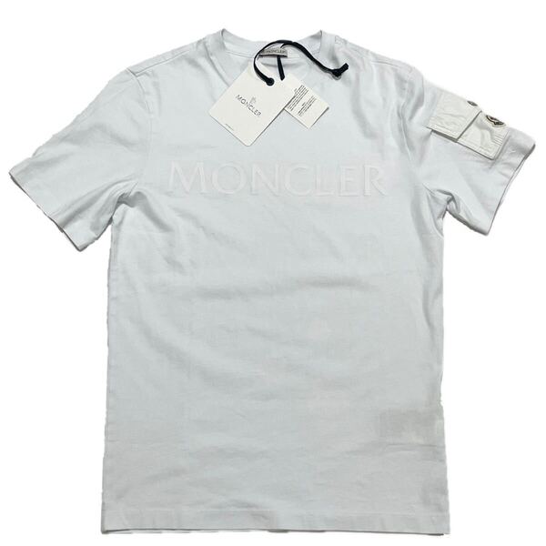超美品 MONCLER SS TSHIRT ホワイト S モンクレール Tシャツ 白 シャツ 袖 ポケット モンクレールジャパン 半袖 カットソー 半袖Tシャツ