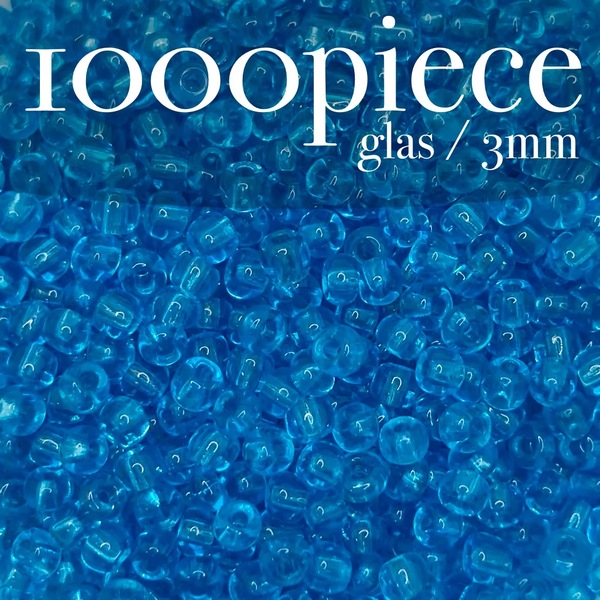 WLB【 シードビーズ クリアライトブルー 1000piece 3mm 】セット ガラスビーズ 材料 素材 ハンドメイド パーツ アクセサリー 透明 クリア