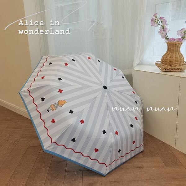新発売 晴雨兼用傘 折りたたみ傘 アリス UVカット 雨傘 日傘 女性用 レディース 丈夫 可愛い 8本骨