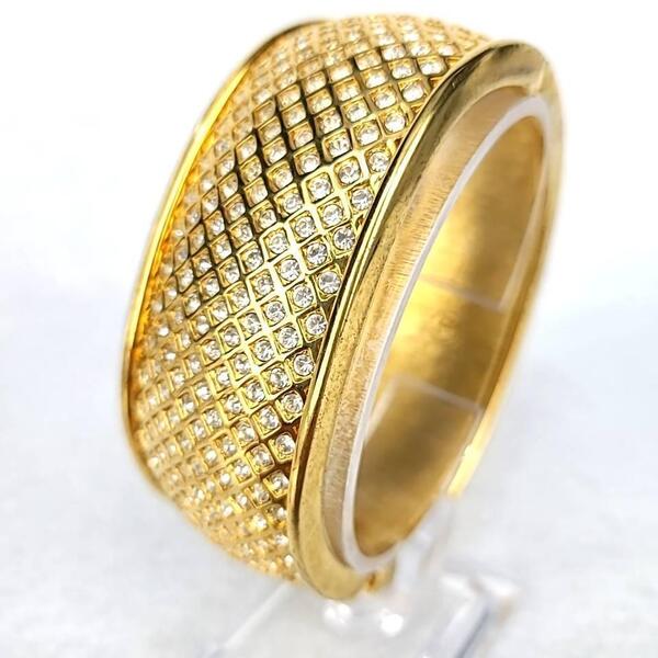 ∞極美品∞スワロフスキー SWAROVSKI ブレスレット バングル ゴールド パヴェ