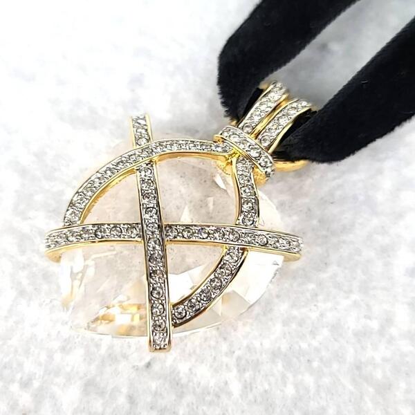 ∞極上品∞スワロフスキー SWAROVSKI ネックレス ハート クリスタルパヴェ クロス ゴールド