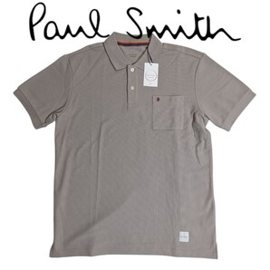 新品 ポールスミス Paul Smith 半袖 ポロシャツ L マルチスポット 胸ポケット有 ラウンジウェア メッシュ DRY ベージュ メンズ 男性 春 夏