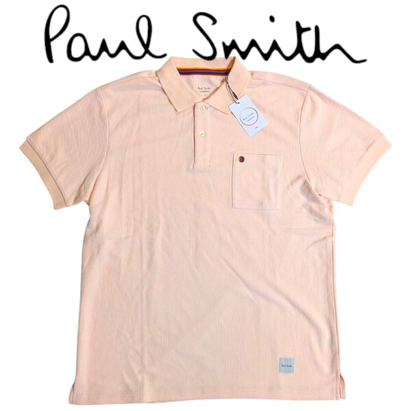 新品 ポールスミス Paul Smith 半袖 ポロシャツ L マルチスポット ラウンジウェア メッシュ ピンク 胸ポケット DRY メンズ 夏