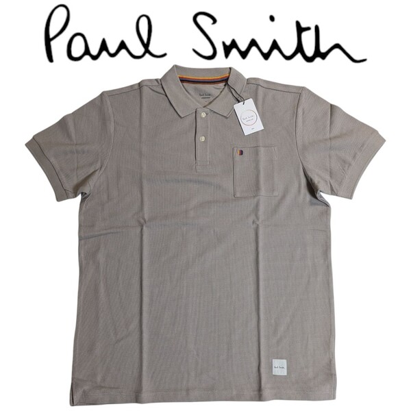 新品 ポールスミス Paul Smith 半袖 ポロシャツ LL マルチスポット ラウンジウェア メッシュ ベージュ 胸ポケット DRY メンズ 夏