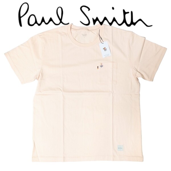 新品 ポールスミス Paul Smith 半袖Tシャツ LL ウサギ ポールズラビット ピンク ラウンジウェア ストライプタブ 胸ポケット メンズ 春 夏