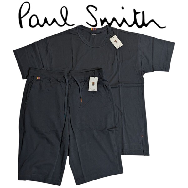 新品 ポールスミス Paul Smith 上下セット LL ラウンジウェア 半袖Tシャツ ショートパンツ メンズ ネイビー 男性 夏
