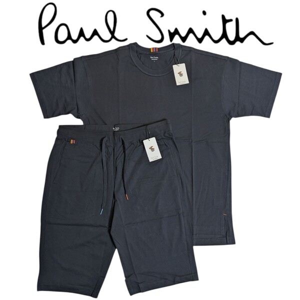 新品 ポールスミス Paul Smith 上下セット L ラウンジウェア 半袖Tシャツ ショートパンツ メンズ ネイビー 男性 夏