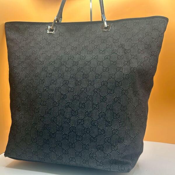 GUCCI グッチ トートバッグ GG柄 ブラック キャンバス レザー 大容量 メンズ レディース ユニセックス GGキャンバス