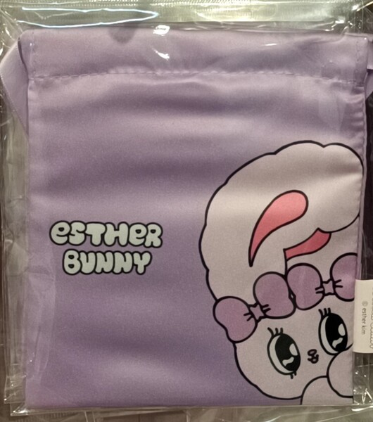 Esther Bunny プリントミニ巾着⑦ エスターバニー サテン生地 リボンバニー クリームバニー