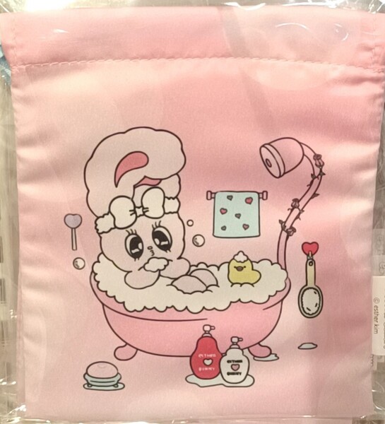 Esther Bunny プリントミニ巾着① エスターバニー サテン生地 リボンバニー クリームバニー