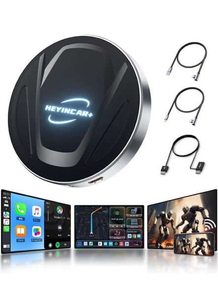 HEYINCAR+ CarPlay AI Box Android 13アタブター nano SIMカード/Micro SDカードスロット 前席でYoutube Netflix