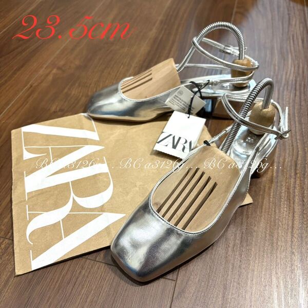 新品 ZARA ヒールサンダル 23.5cm 36 レディース ザラ ヒール アンクルストラップ サンダル PUレザー タグ付き
