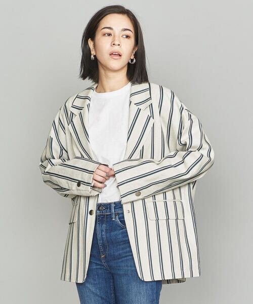 BEAUTY&YOUTH UNITED ARROWS ストライプ ジャケット リネン 麻 ladies レディース カジュアル トップス BY C/LI STRIPE JACKET S