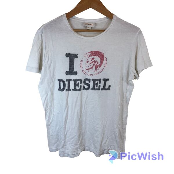 DIESEL ディーゼル men's メンズ トップス プリント ロゴ 半袖 tシャツ size:S collar:ホワイト