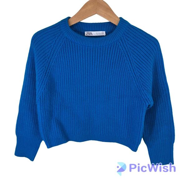 ZARA ザラ ladies レディース クロップド丈 ローゲージ ラグラン ニット セーター トップス size:S
