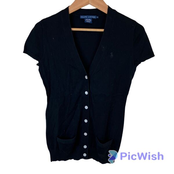 ralph lauren ラルフローレン Pima Cotton ladies レディース トップス 半袖 コットン カーディガン ポケット 羽織り アメカジ S