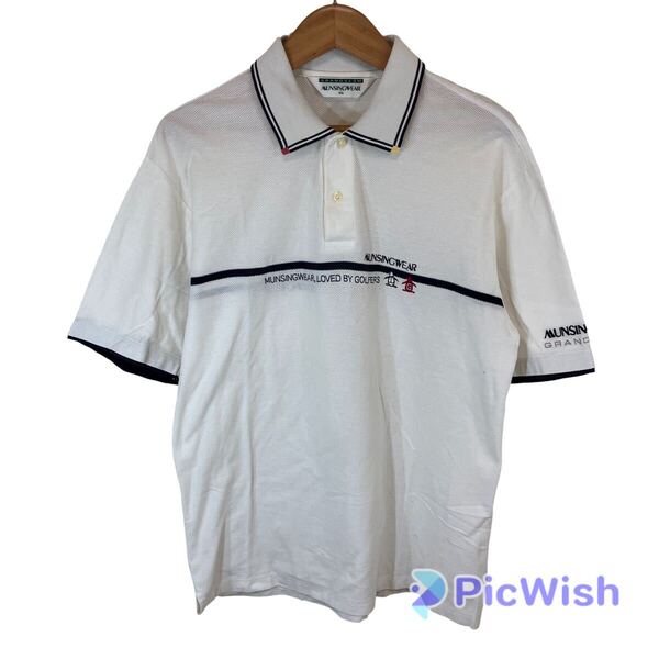 Munsingwear マンシングウェア men's メンズ トップgolf ゴルフ ウェア スポーツ ポロシャツ 半袖 両面 デザイン size:M