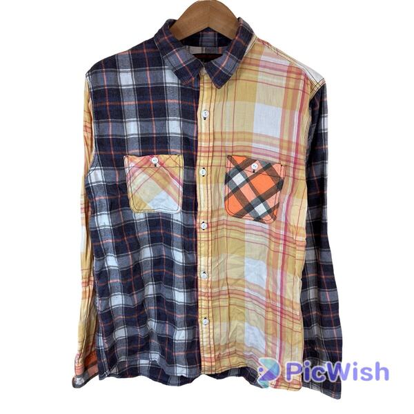 GAIJIN MADE ガイジンメイド men's メンズ 長袖 チェック パッチワーク シャツ トップス アメカジ ハリラン size:Ⅲ