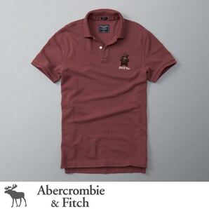 Abercrombie&Fitch アバクロンビー&フィッチ ポロシャツ:Logo Graphic Polo - Burgundy アバクロ men's メンズ トップス 半袖 L