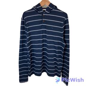 Abercrombie&Fitch アバクロンビー&フィッチ アバクロ men's メンズ プルオーバー ボタン 薄手 ボーダー パーカー トップス L