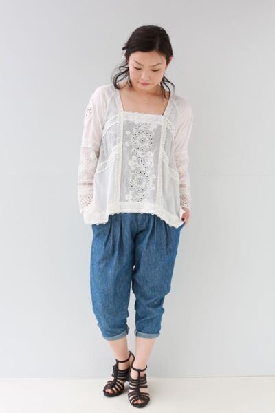 即完売!GRACE CONTINENTAL グレースコンチネンタル レースジャージ コンビ TOP silk シルク混 ladies トップス 花柄 刺繍 36