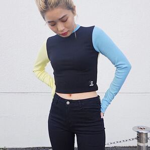 FIG&VIPER フィグ&ヴァイパー バイカラーショートTOP ladies レディース トップス ショート丈 ロングスリーブ size:free