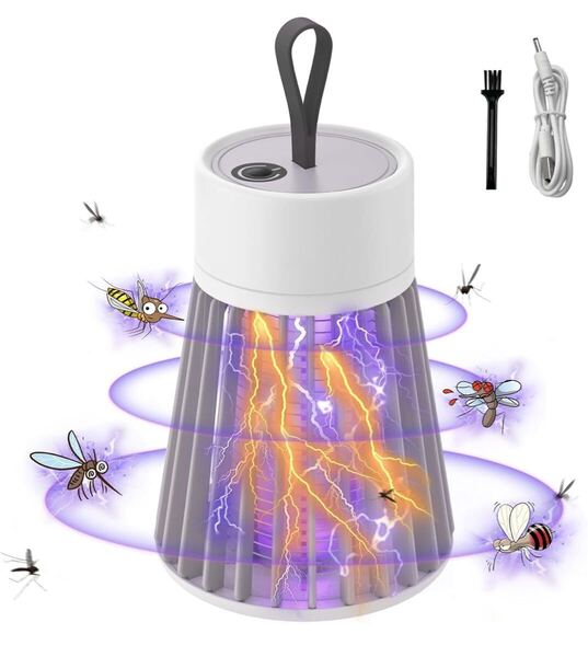 電撃殺虫器 コバエ取り 捕虫器 蚊取り 虫除け 殺虫機LED誘虫灯 UV光源吸引式 360°蚊除け 368nm波長 殺虫ライト USB充電式 省エネ