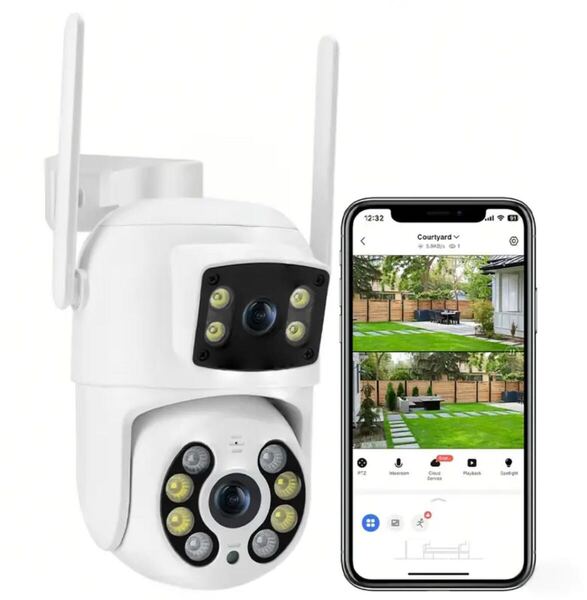 双レンズ 防犯カメラ 屋外 wifi対応 自動追尾 PTZ機能 首振り 双方向音声 ワイヤレス 見守りカメラ ペットカメラ