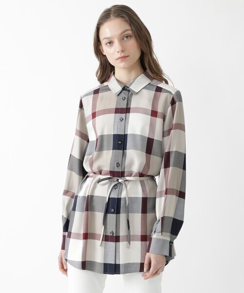 ブルーレーベルクレストブリッジ BLUE LABEL CRESTBRIDGE シャツ チュニック クレストブリッジチェックエアリーツイルチュニックシャツ