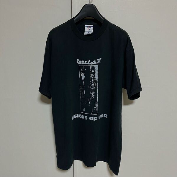 USA製 jerzees ボディ使用 90s ハードコア バンド DISCLOSE ディスクローズ vision of war Tシャツ 黒 L 管理B1498