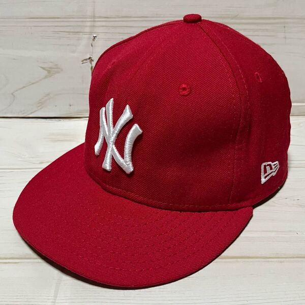 NEW ERA ニューエラ 59FIFTY NY ニューヨーク ヤンキース ベースボール キャップ 帽子 赤 59.6cm 美品 管理B1514