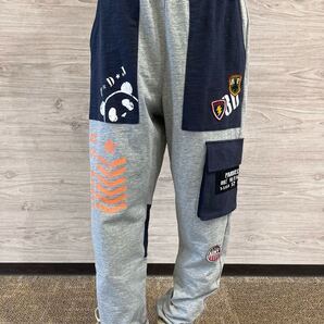 PANDIESTA ミリタリー切替 スウェット パンツ(585951 MENS) グレー×ネイビー XLサイズ 熊猫謹製 可愛い 大きいサイズ