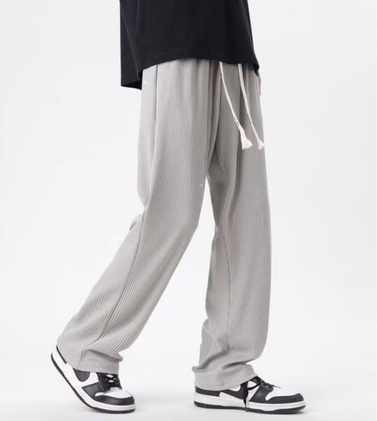 シンプル ジャージ ストレート スウェットパンツ ジョガーパンツ グレー ライトグレー M 男女兼用 新品