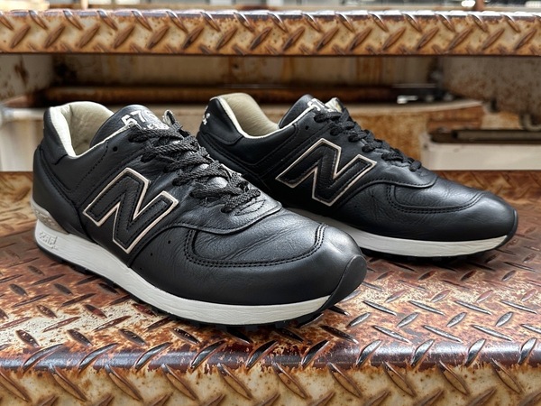 UK製【Limited Edition】New Balance LM576UK BKU BLACK/TAN US7.5 25.5cm 天然皮革 M576 限定 オールレザー 黒 NB 本革 スニーカー