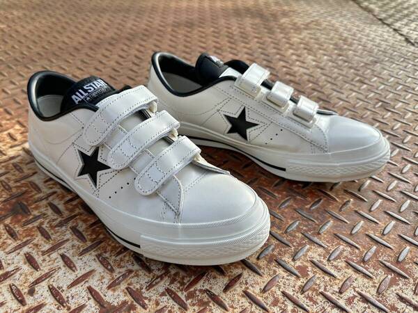 送料無料 限定モデル CONVERSE ONE STAR J V-3 WHT/BLK ホワイト/ブラック US7.5 26cm 中古 ベルクロ 日本製 ONESTAR ワンスター 白/黒