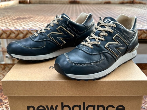 UK製【Limited Edition】New Balance LM576UK SHI NAVY US7.5 25.5cm 天然皮革 M576 限定 オールレザー 紺 ネイビー NB 本革 スニーカー