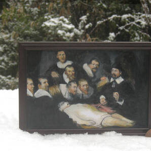 東澤雅晴のミニチュア絵画 レンブラント 解剖学講義 模写一点モノ