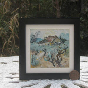 東澤雅晴のミニチュア絵画 ゴッホ 田舎の風景 模写一点モノ