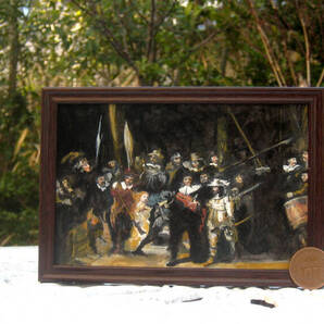 東澤雅晴のミニチュア絵画 レンブラント 夜警Ⅱ 模写一点モノ