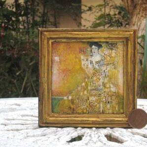 東澤雅晴のミニチュア絵画 クリムト ヴァウワーの肖像・四角 模写一点モノ