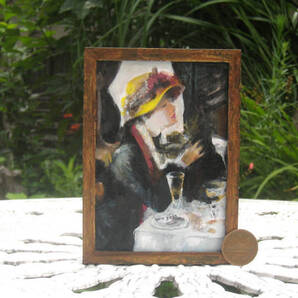 東澤雅晴のミニチュア絵画 黄色い帽子の美女 模写一点モノ