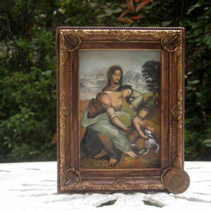 東澤雅晴のミニチュア絵画 ダ・ビンチ 母子像 模写一点モノ