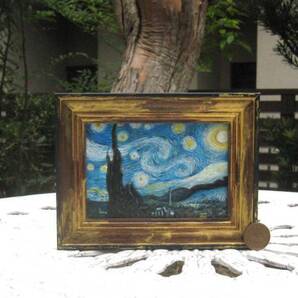 東澤雅晴のミニチュア絵画 ゴッホ 星月夜 模写一点モノ